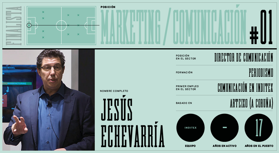 Jesús Echervarría es director de comunicación corporativa de Inditex. Finalistas del Once de la Moda para la posición de Comunicación.