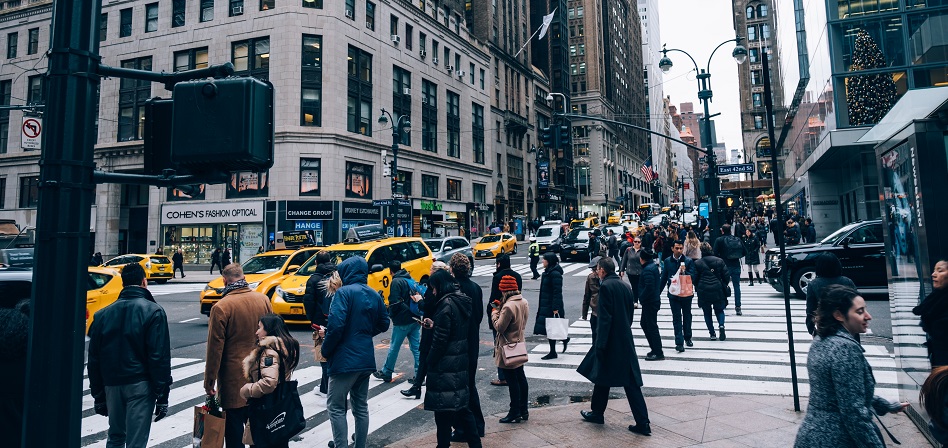 Calle comercial en Nueva York