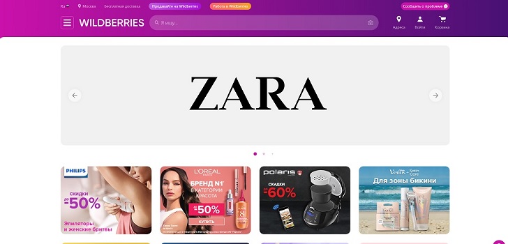 Ropa de Zara en Wildberries. El gigante ruso del ecommerce Wildberries vende Zara y Mango pese a su salida del país