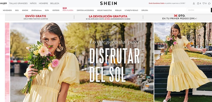 Captura de la web de Shein. Shein prepara su salto a bolsa tras un año de récord
