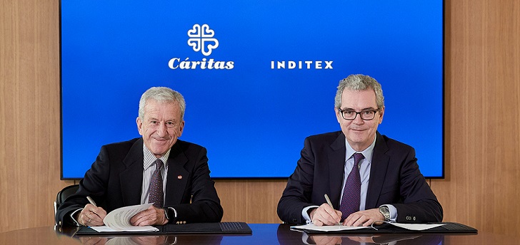 Pablo Isla and the president of the NGO, Manuel Breton Inditex strengthens its alliance with ONG Caritas
